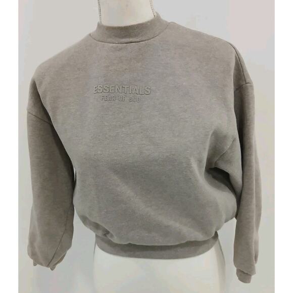 Essentials Fear Of God Dark Oatmeal Crewneck Kids Size 8 - Picture 1 of 10
